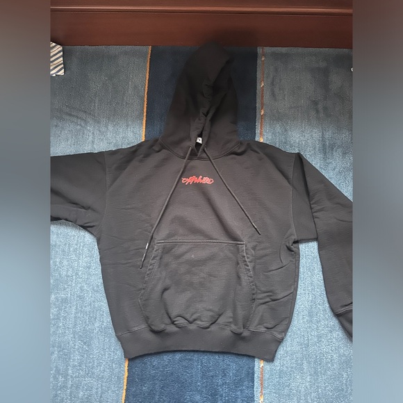 Off-White Black Hoodie with Red Script Logo